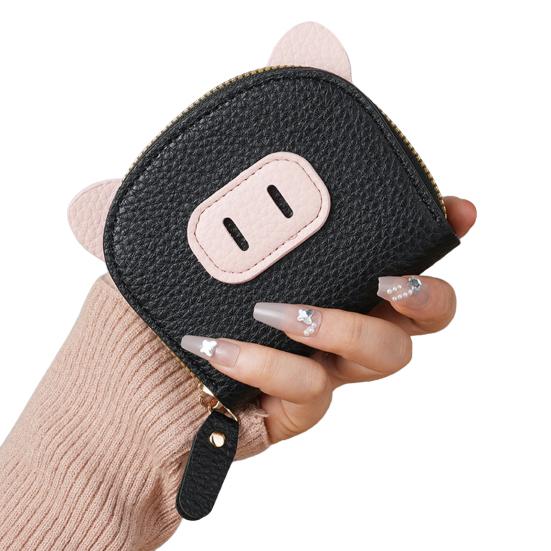Piggy Coin Wallet Zip Around Purse with Multi Card Slots Accordion Style Coin Purse Card Holder for Girls Travel Dating Shopping