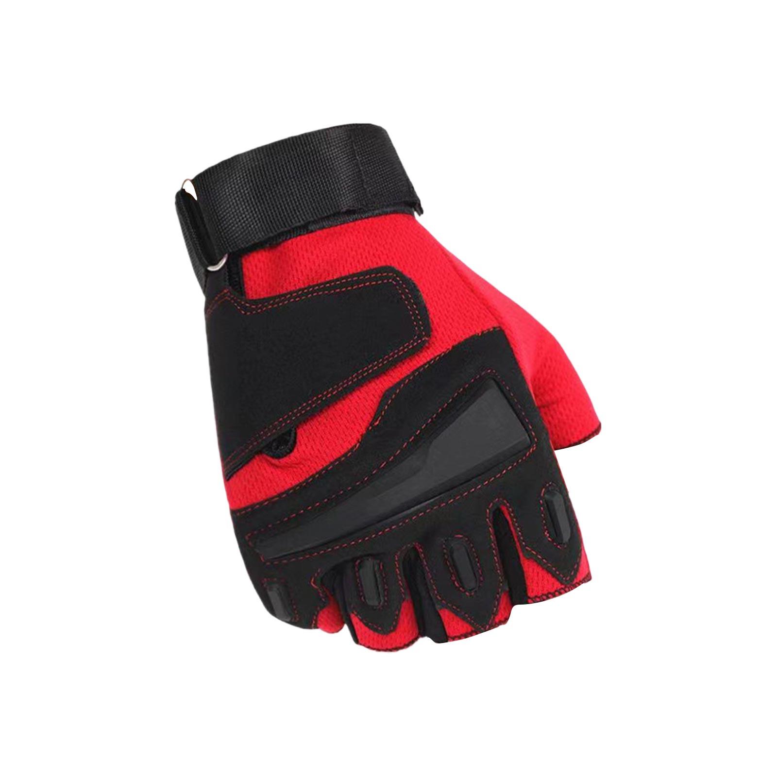 Half Finger Gloves for Outdoor Sports Climbing Gym Fitness Breathable Non Slip Protective Riding Gloves Size L One Size красный