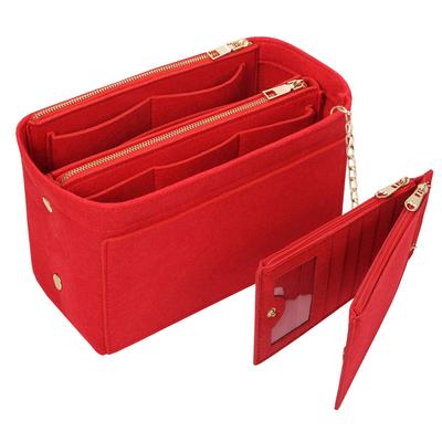 APSOONSELL Women's Lightweight Tote Bag with Removable Divider Pocket and Felt Card Case, Freestanding, Red, Size M