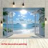 Ocean View Open Door Tapestry Beach Palm Tree Background Cloth
