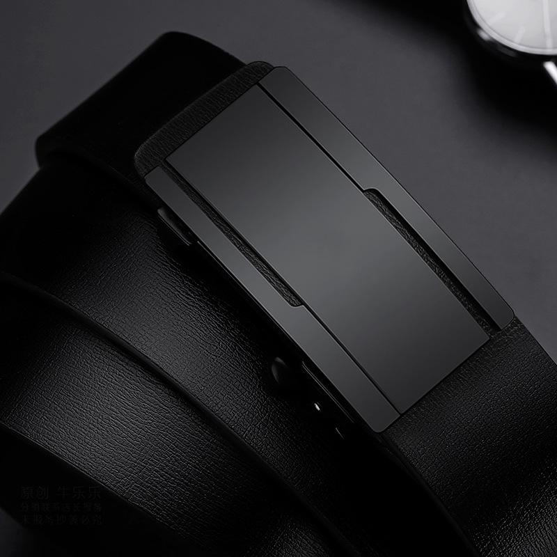 New Belt Cowhide Toothless Automatic Buckle Belt Suit Business Casual Work Clothes Genuine Leather Belt Men