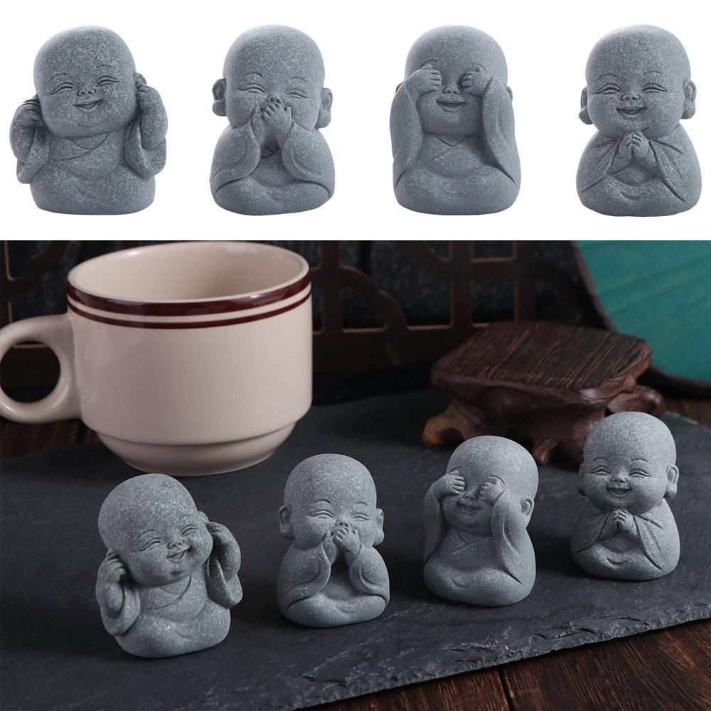 Cute Dolls Buddha Statue Serviceable Desktop Cculpture Little Monk Figurine  Fireplace