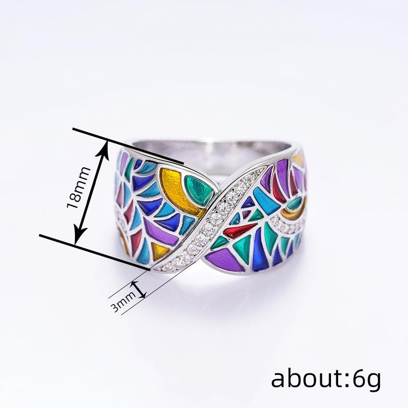 Bague Colorée Femme, Design de Style Ethnique Sens Niche Bague Unique, Bijoux Géométriques Tendance Goutte