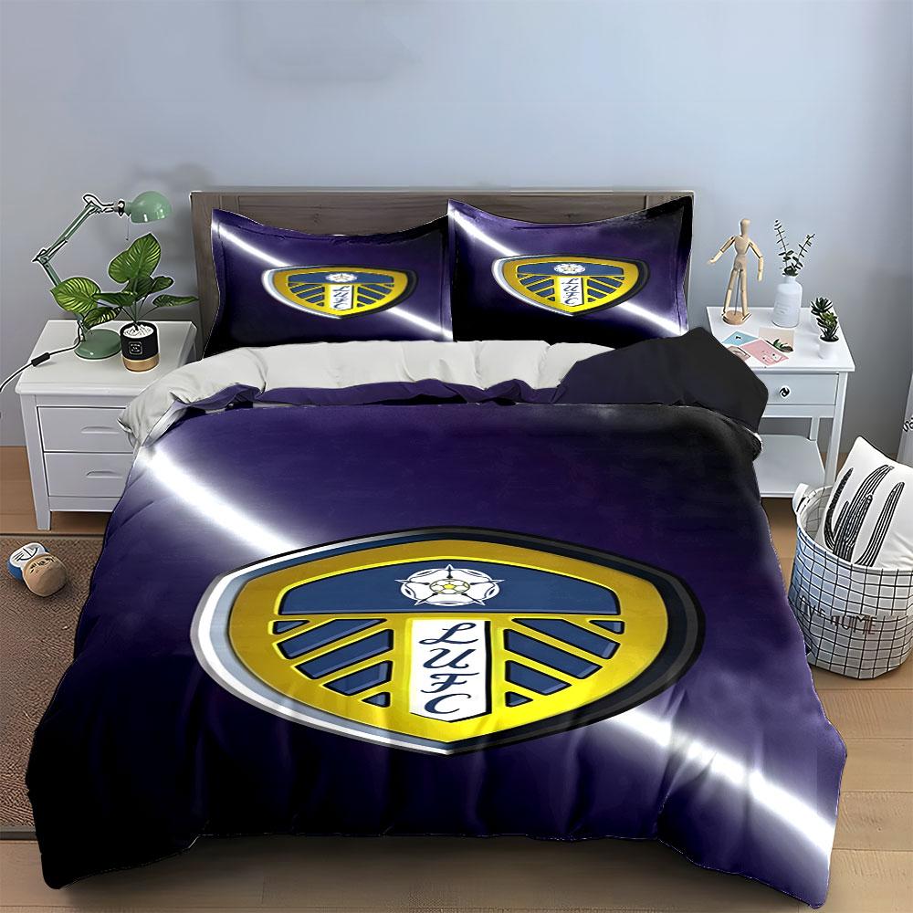 Logo del Leeds United FC. Set lenzuola Set copripiumino Copripiumini Federe(1*Copripiumino 2*Federe senza imbottitura piumone)
