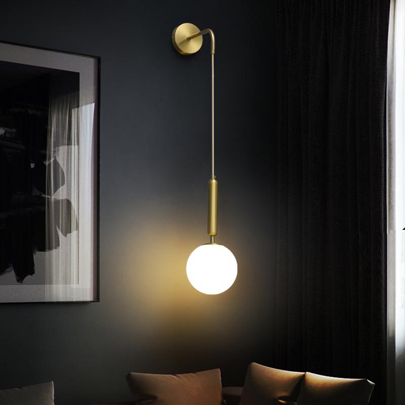 Nordic LED Glass Wall Lamp Bedroom Bedside Light Living Room Decorative Lamp Modern Hotel Lamp Creative Luxury Wall Light Gold