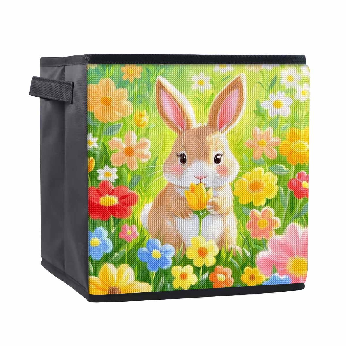 

Маленькие кролики и цветы 5D Алмазная живопись Корзина для хранения Полная круглая выкладка Мозаика Алмазная вышивка Наборы для вышивания крестом Домашний декор Домашний декор 25cmx25cm