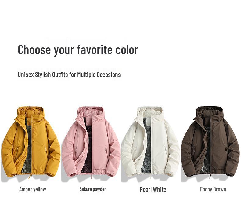 Men's Winter Solid Color Hooded Puffer Jacket - American Trendy Brand: New Arrival, Warm, Thick, Loose Fit