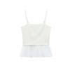 Spring New Women's Clothing Patchwork Design White Vest Poplin Camisole Straight Collar Top 2140777