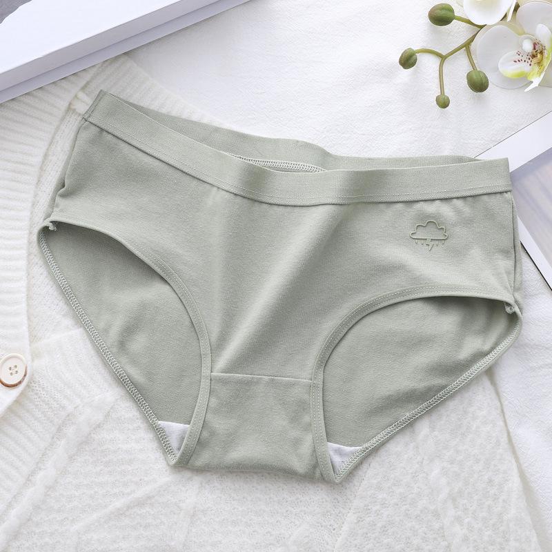 

Женское нижнее белье из хлопка, женские простые однотонные трусы средней посадки из хлопка с промежностью XL зелёный