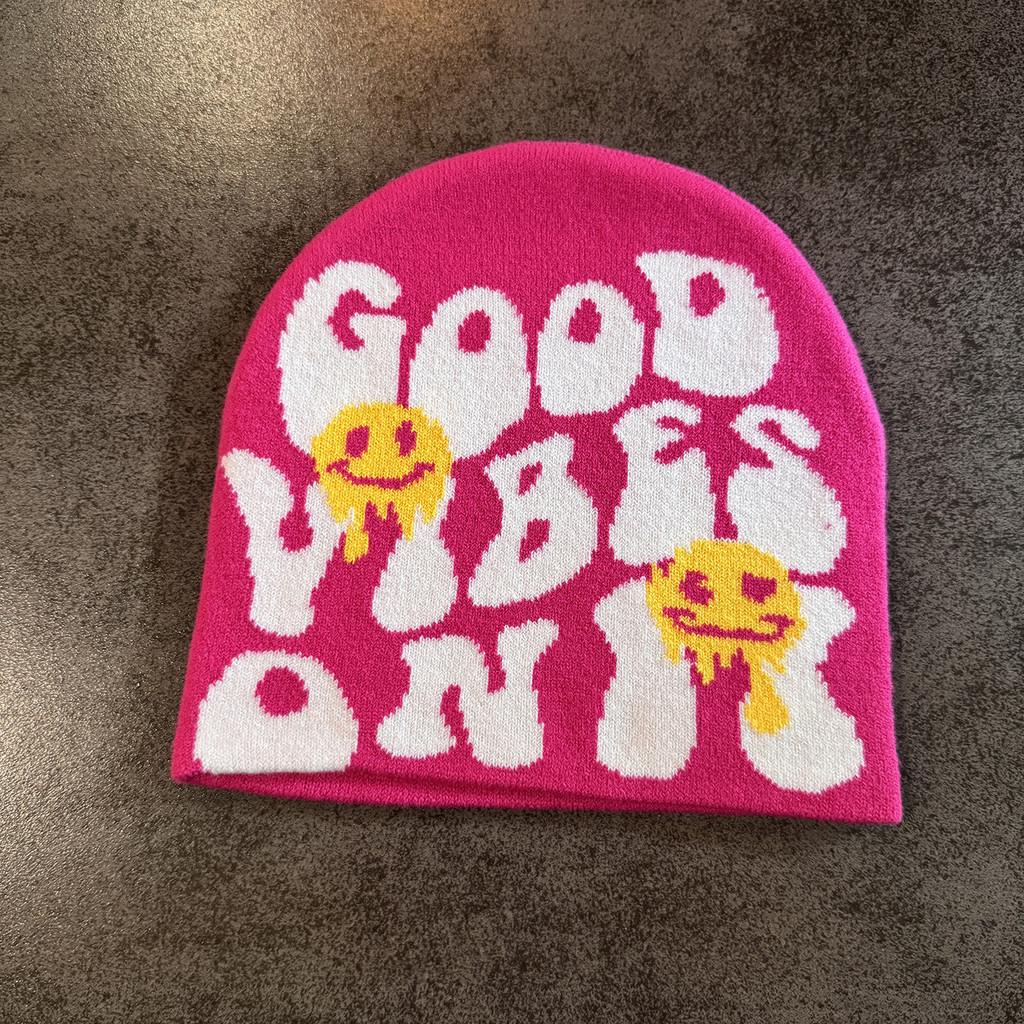 Halloween Pattern Letter Beanie Knitted Cap For Unisex Winter Fashion Hat Gift