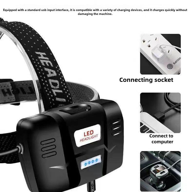 Super Bright Bright Light Rechargeable Head-mounted Outdoor Led Long-range Night Fishing