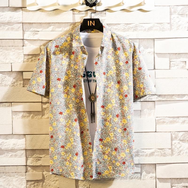 Summer Men's Hawaiian Shirt Printed Short Sleeve Big Size Hawaii Men Beach Floral Shirts
