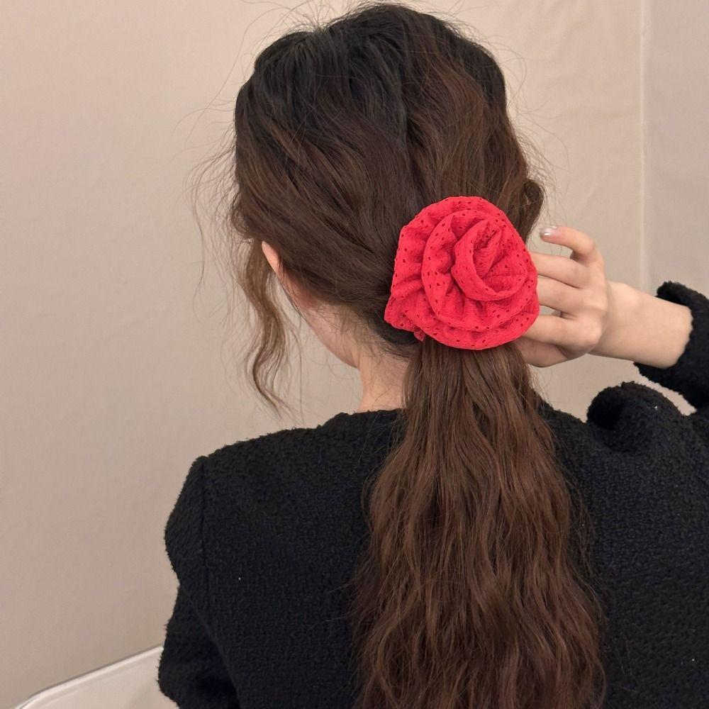 

Эластичная повязка для волос с цветком розы, головные уборы, модная веревка для волос с хвостиком для девочек
