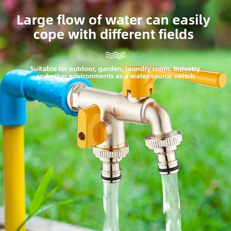 1/2'' Brass Tap Faucet Adapter IBC Water Tank Connector 2-Way 1-Way Garden Hose Joint Irrigation Replacement Fitting Ball Valve