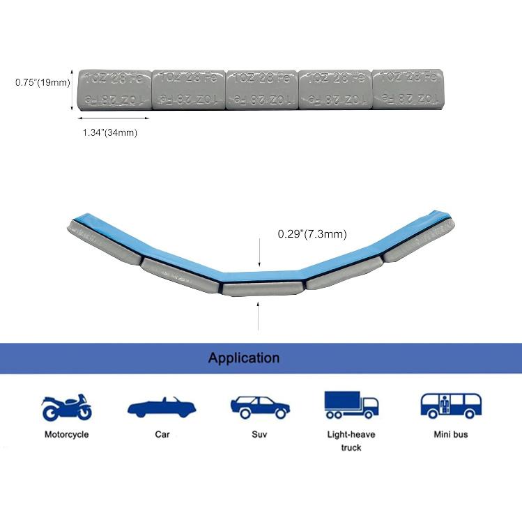 1 Oz, Grey, 15 Pcs, Wheel Adhesive Stick-On Weight Mellow Style WW-100RG15