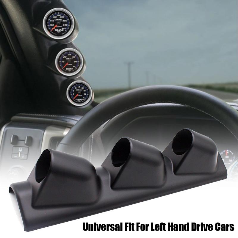 Universal 52mm Car Gauge Pod Universal Black/Carbon Three Hole Car Meters Holder A-Pillar Pod Triple Gauge Holder