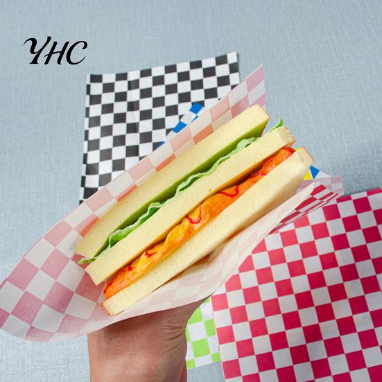 Paper Food Basket Liners 50Pcs Sandwich Wrappers Grease Resistant Deli for Classic Burger Wrapping Papers Checkered Burgers BBQs Parties Sheets Trays