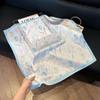 Fashion Black and White Printing Temperament Square Scarf Imitation Silk Korean Version Decorative Scarf Scarf Professional Decorative Shawl Silk Scar