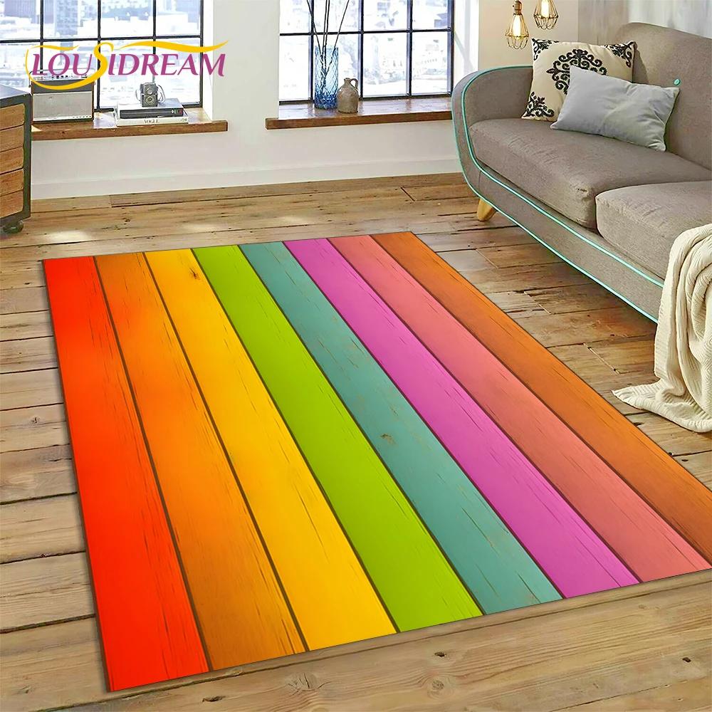 3D Bunt Holzmaserung Holz Kundenspezifischer Teppich Teppich für Wohnzimmer Schlafzimmer Dekor, Fußmatte Rutschfeste Dekoration für Sofa Fußmatte