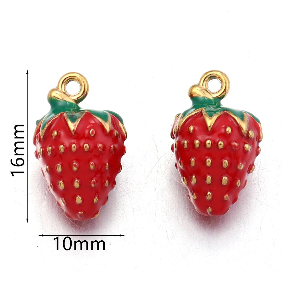 2pcs/lot Stainless Steel Enamel Charms Cute Fruit Strawberry Cherry Banana Flower Leaf Pendants For DIY Jewelry Making Necklace