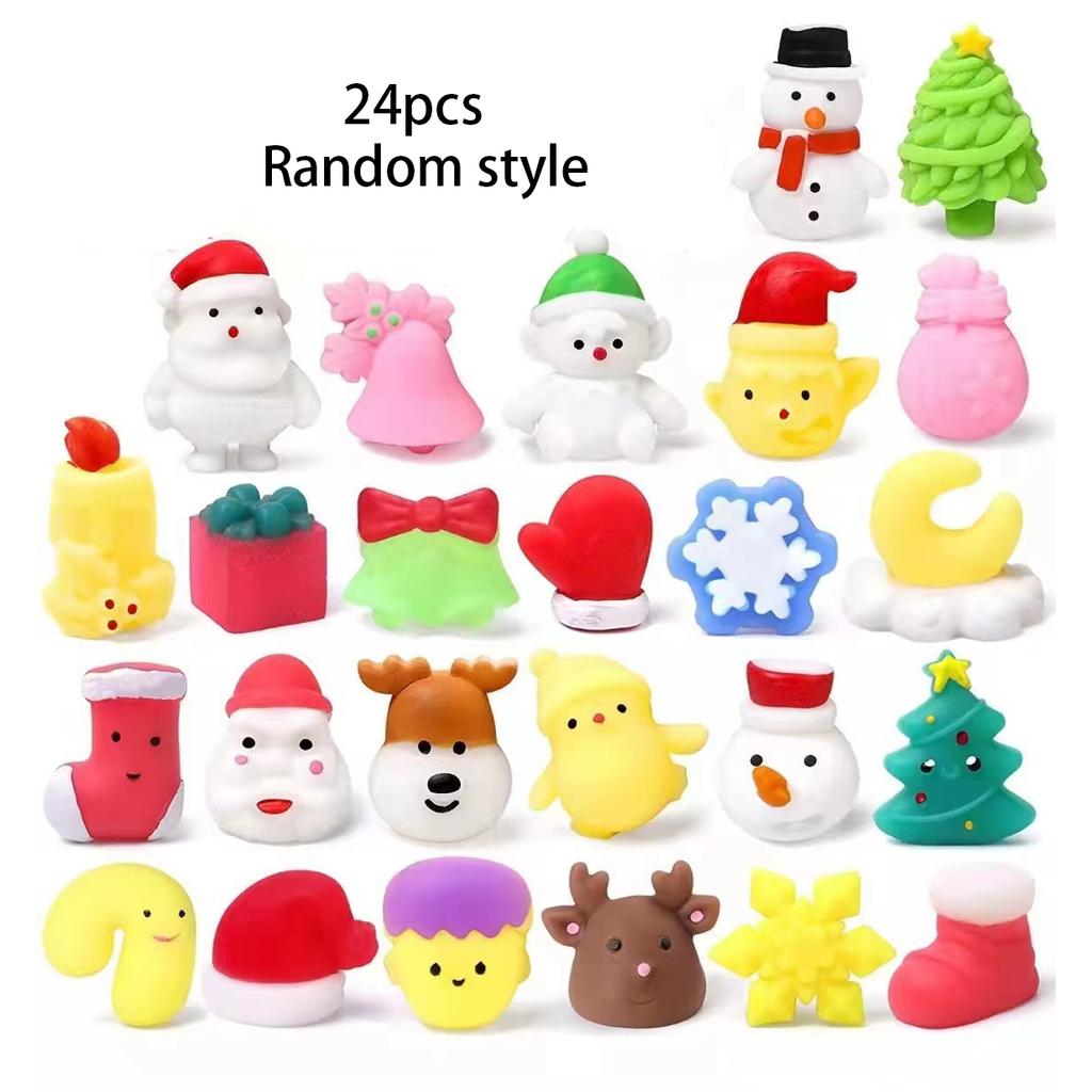 Christmas Group Squeezing And Kneading Tpr Soft Rubber Santa Claus Snowman Decompression Toy Set