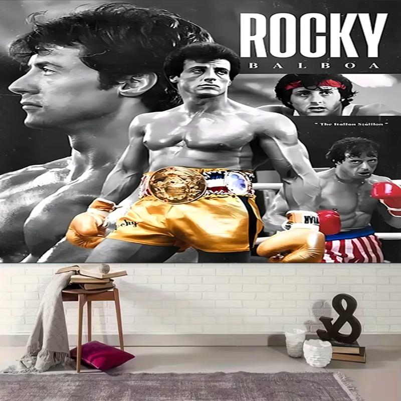 1pc The Champion of Boxing Rock-y Tapestry, Living Room, Bedroom, Office, Party Decor, Ideal Festive Gift