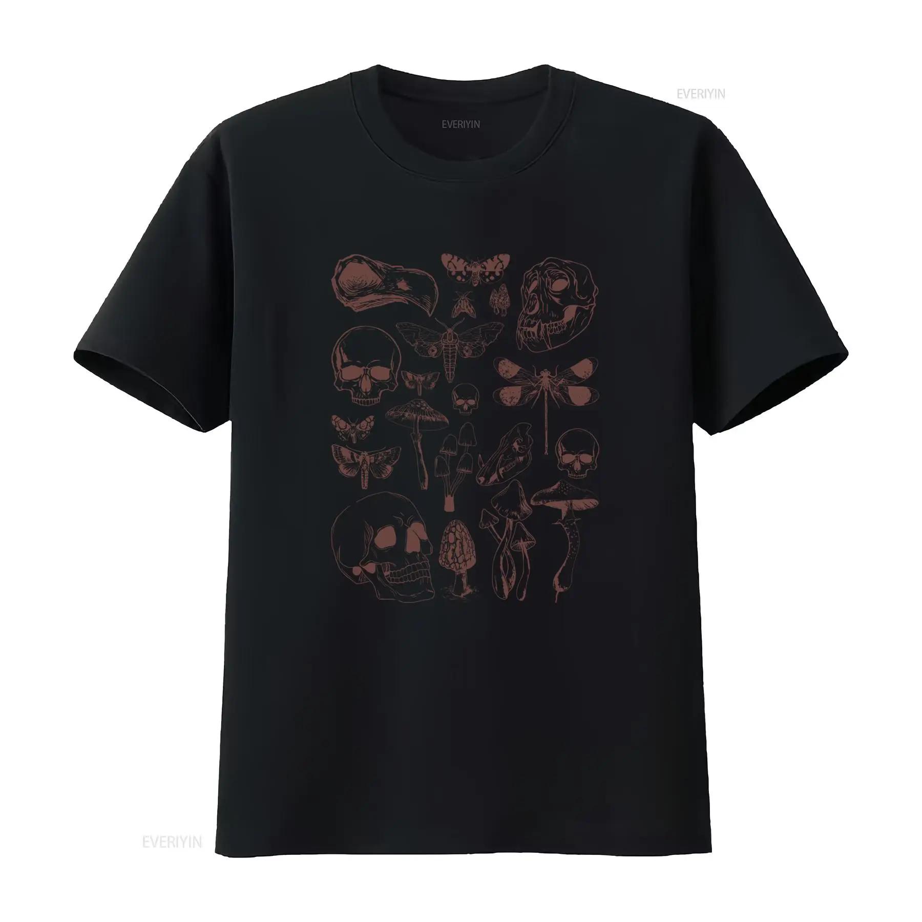 

Dark Cottagecore Moths Mushrooms Y2K Grunge Skeleton Weirdcore Luna Moth Goth Goblincore Fairycore Soft Gothic T Shirt vintag... S разноцветный