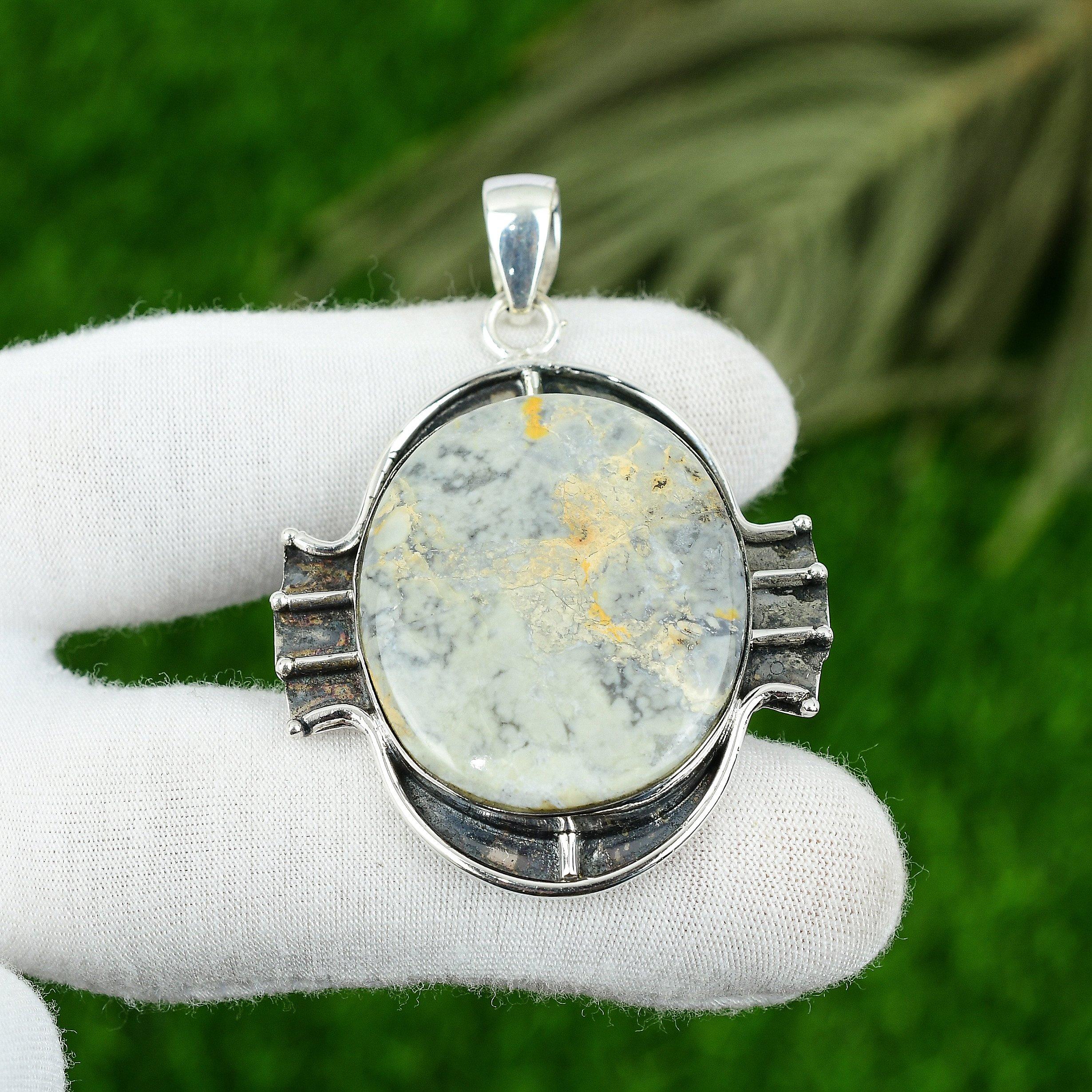 

St Patrick Day Deal 925 Silver Oval Natural Maligano Jasper Bezel Wife Pendant
