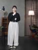 New Folk Craft Jade White Retro Wide-Leg High-Density Elastic Waist Long Pants for Autumn/Winter