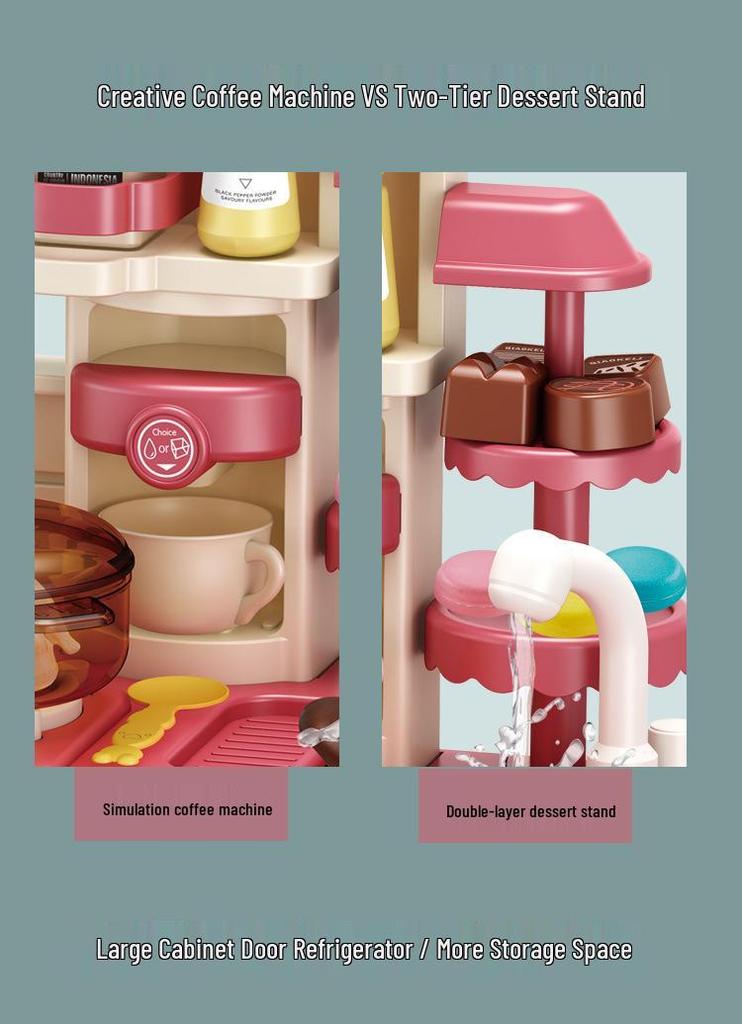 70cm Large Kids' Kitchen Counter Play Set - Cooking, Frying, Spray Simulation Stove Toy