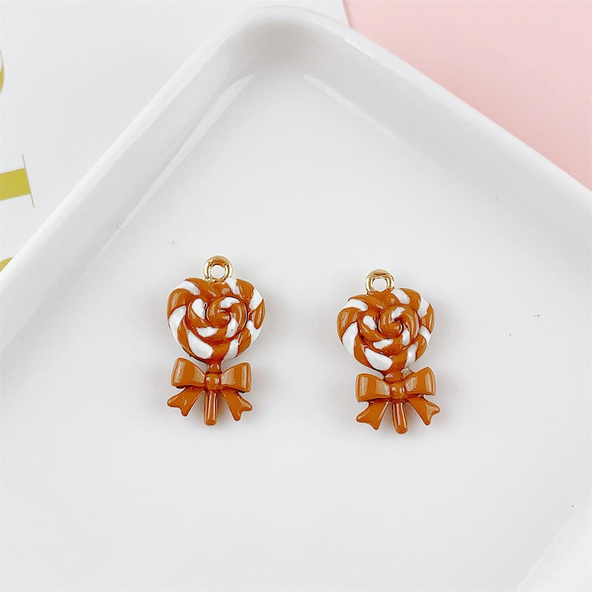

Colored Alloy Bow Heart Lollipop Pendant - DIY Jewelry Accessory 12mm*20mm, approx. 2g each