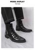 Men's British Style Autumn Leather Chelsea Boots - Shiny, Pointed Toe, High-Top, Formal, Casual, Short Boots
