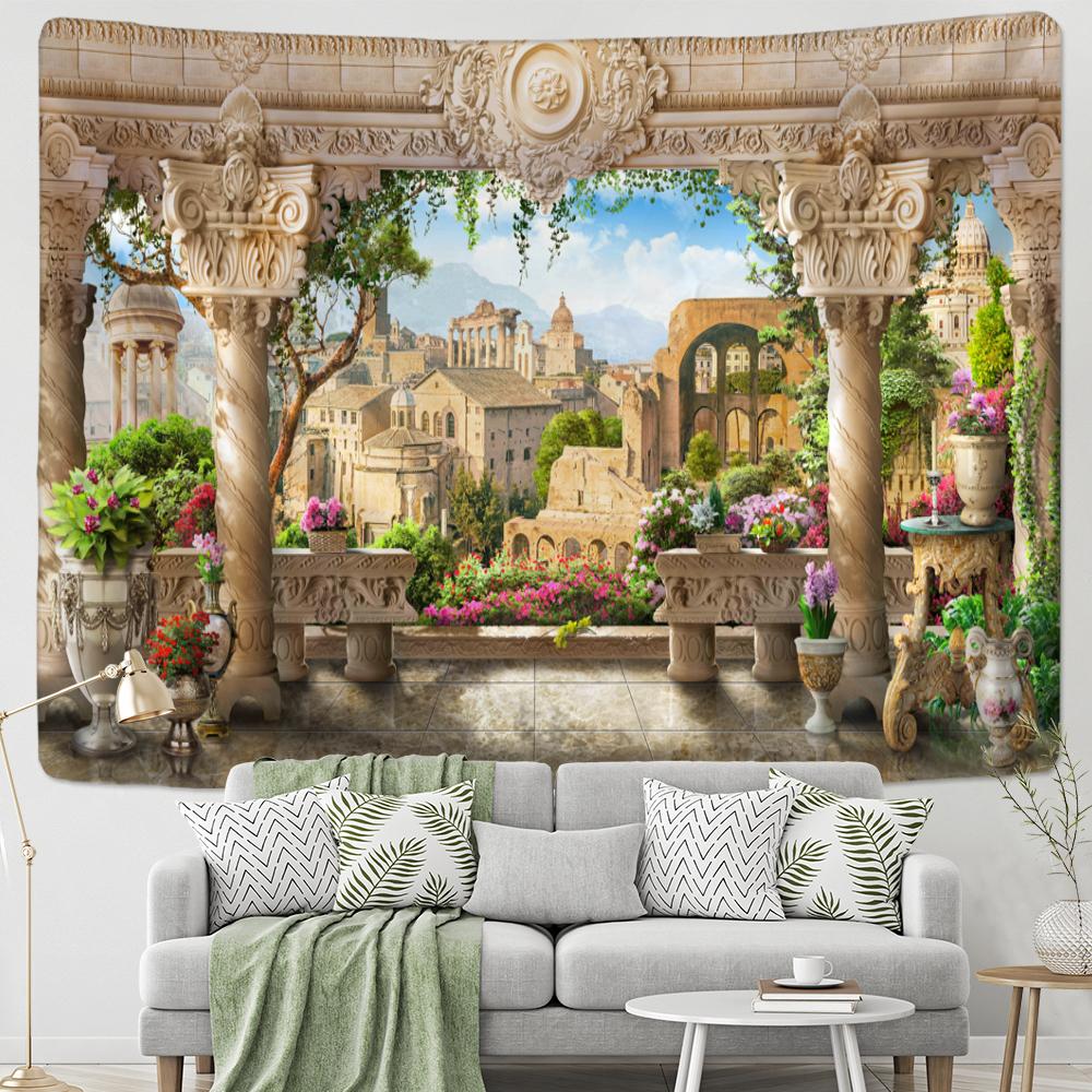 

Садовый Пейзаж Гобелен Настенный Гобелен Натуральный Богемный Хиппи Волшебство TAPIZ Психоделический Домашний Декор 150X130 CM