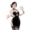 Large Size Sexy Underwear Hollow High Slit Cheongsam Hot Temptation Naked Back Large Size Skirt
