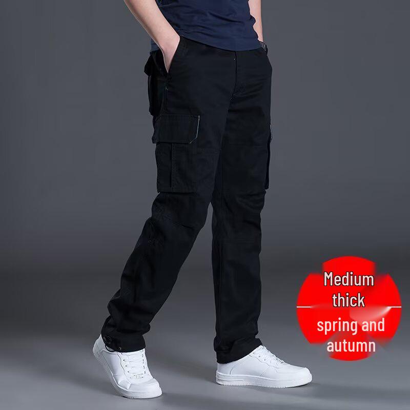 2025 Men's Multi-Pocket Loose Work Pants, Spring/Autumn Casual Straight-Leg Style