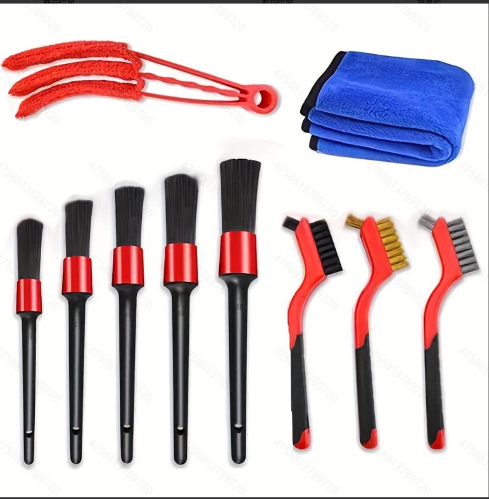 24-Piece Car Cleaning & Polishing Kit: Wheel Hub Brushes & Waxing Tools Set