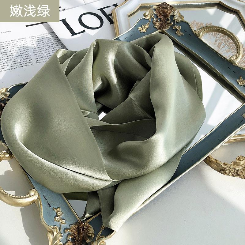 Two In Hand! Hangzhou Silk Solid Color Mulberry Silk Scarf Double-Layer Double-Sided Thin And Narrow Long Streamer Scarf Decorative Scarf 15-148cm