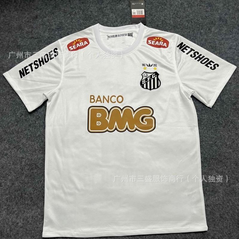Maillot de Football Rétro Domicile Santos FC 2011-12 Neymar 11 Blanc pour Enfants et Jeunes