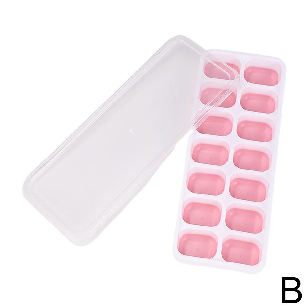 Silicone Ice Cube Trays With Lid Reusable Easy-Release Diy Fruits Stackable Ice Cube Molds For Coffee Cocktail Freezer