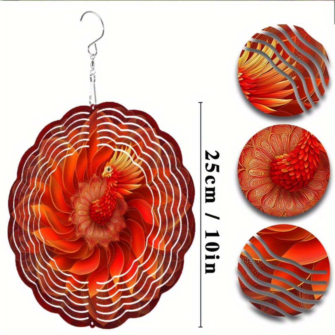 

10-дюймовый богемный колокольчик ветра с животными с вращающимся на 360 градусов крючком для весенне-летней декорации балкона, патио, улицы, не требует электричества 01A