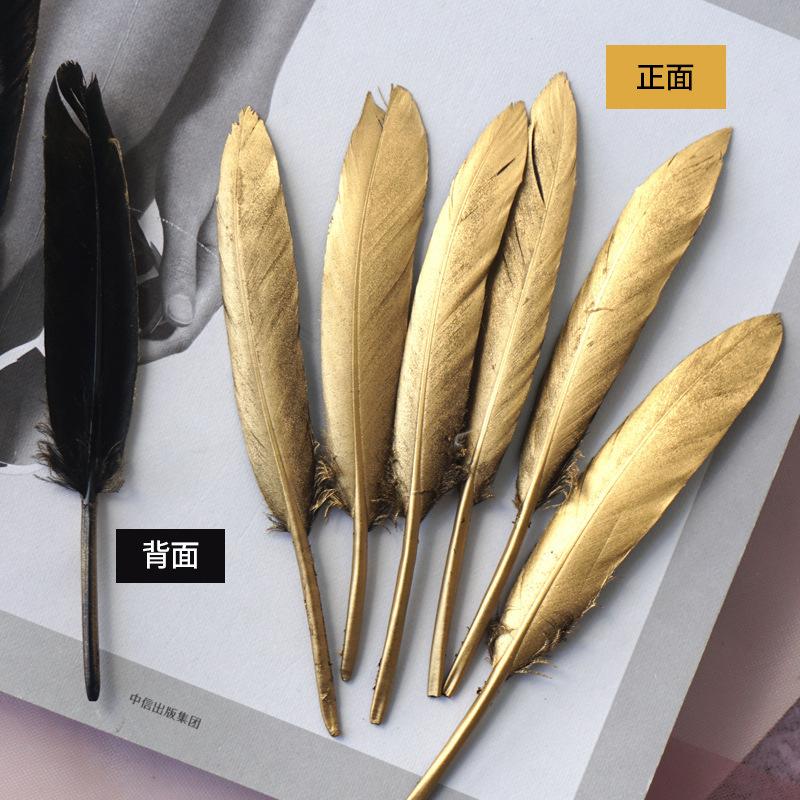 Golden Feather Decoration Handicraft Shooting Props Spray Gold Straight Knife Decoration Materials