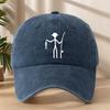 Creative Design Fishing Print Baseball Cap Classic Washed Vintage Duckbill Hat Soft Comfortable SweatAbsorbing Breathable Hat O