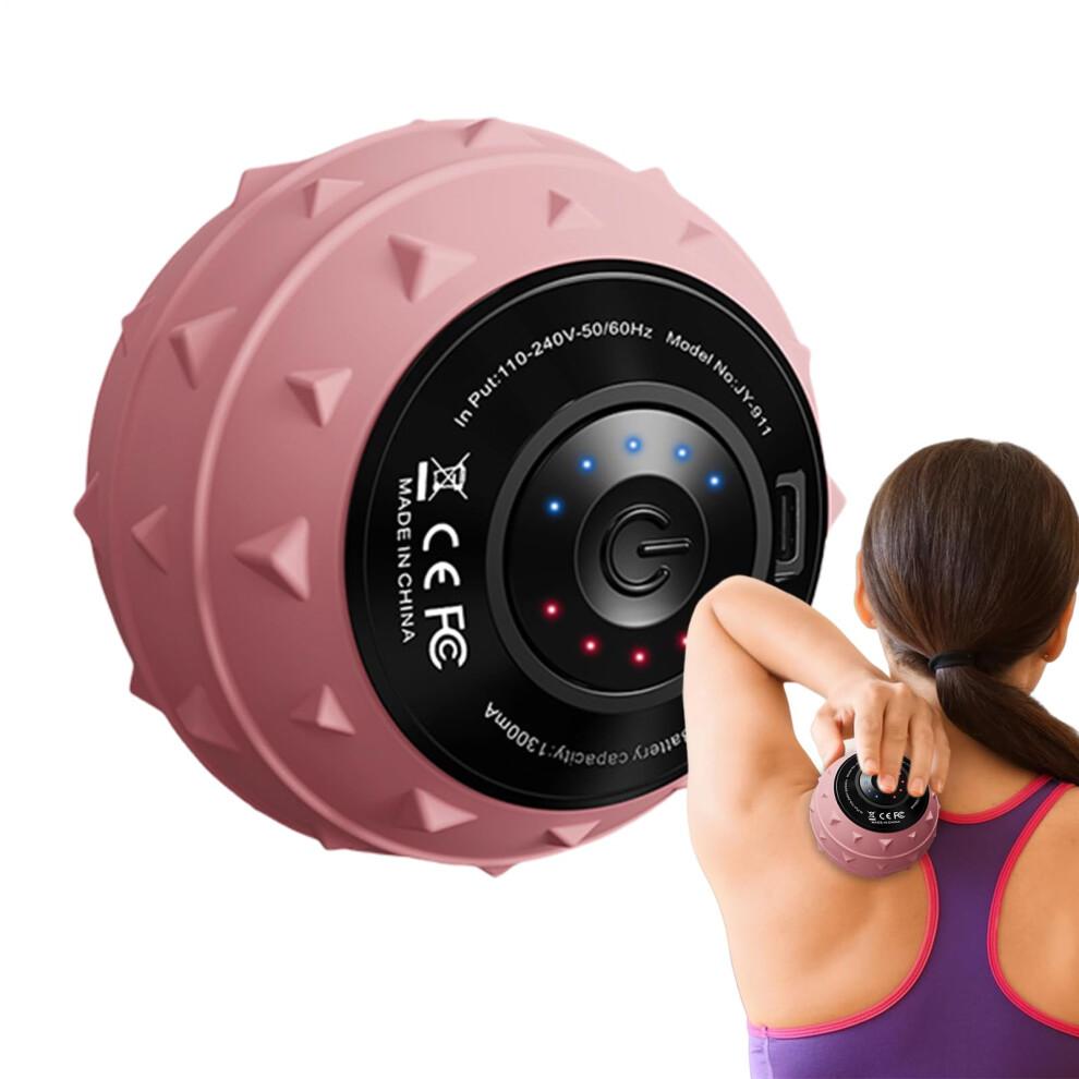 Workout Massage Ball, Relaxation Training Hand Massager Compact Electric Deep Tissue Massage Roller for Waist Shoulders Back Legs Pink