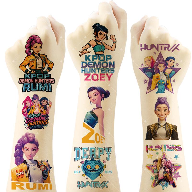 New style 20pcs/set Cartoon Kpop Demon Hunters Temporary Tattoo Sticker Rumi Cute Waterproof Tattoo For Funny Party Gift