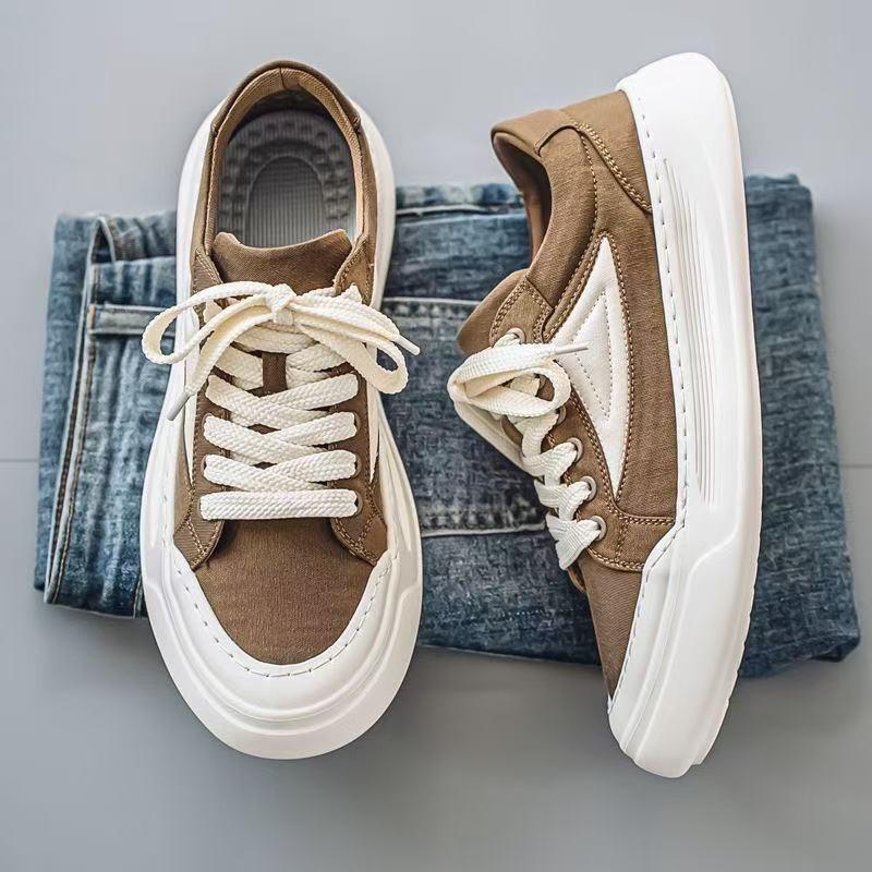 Original niche retro men's shoes breathable canvas shoes autumn and winter sports and leisure shoes student versatile thick baseplate shoes