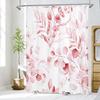 Pink Spring Floral Shower Curtain, Watercolor Eucalyptus & Botanical Plants, Modern Chic Bathroom Decor With Hooks