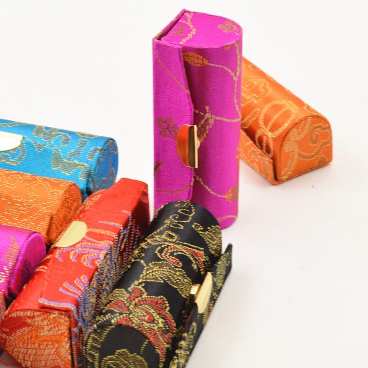 Silk Embroidered Satin Lipstick Box with Mirror