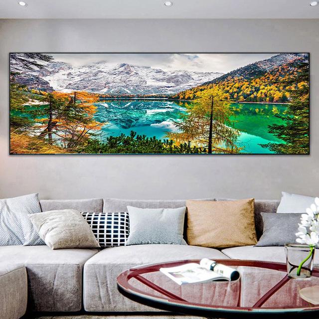 

Пейзаж Озеро Ліс Камінь Гора Пейзаж Природа 5D DIY Алмазна Вишивка Велика Повна Викладка Алмазна Мозаїка Вишивка Подарунок A67 Full Round 50x150CM темно-синього кольору