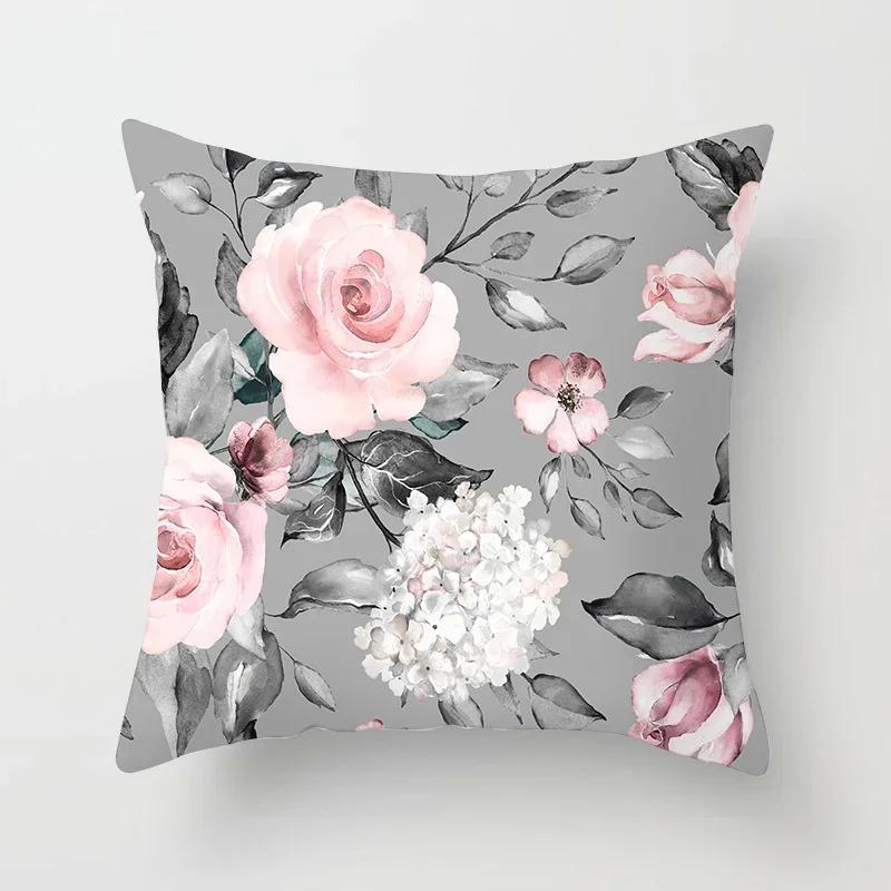 Model de flori Artă decorativă Husă de pernă Față de pernă Poliester 45*45 Perne Decorat Home Decor Față de pernă