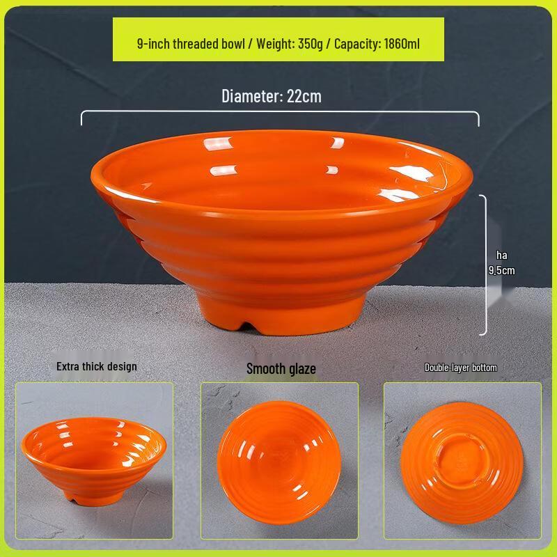 Melamine Ribbed Drop-Resistant Noodle & Soup Bowl
